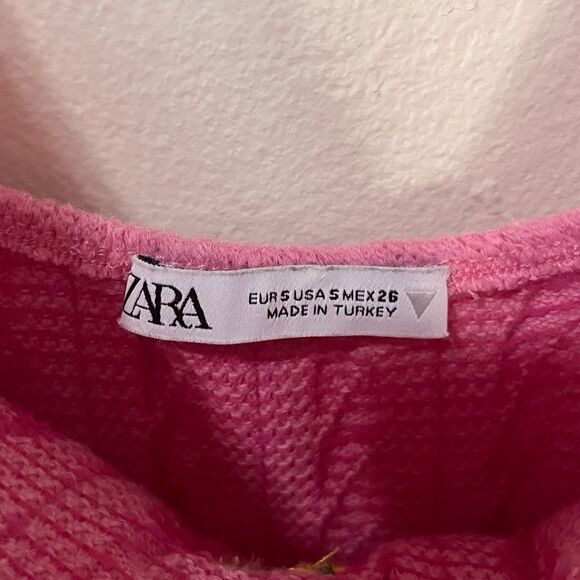 ZARA Floral Embroidery Cable Knit Dress Blogger Favorite Size S - Picture 5 of 7